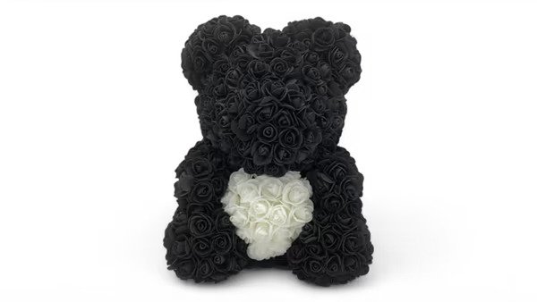 Rose Bear Άσπρο - Μαύρο 25Cm